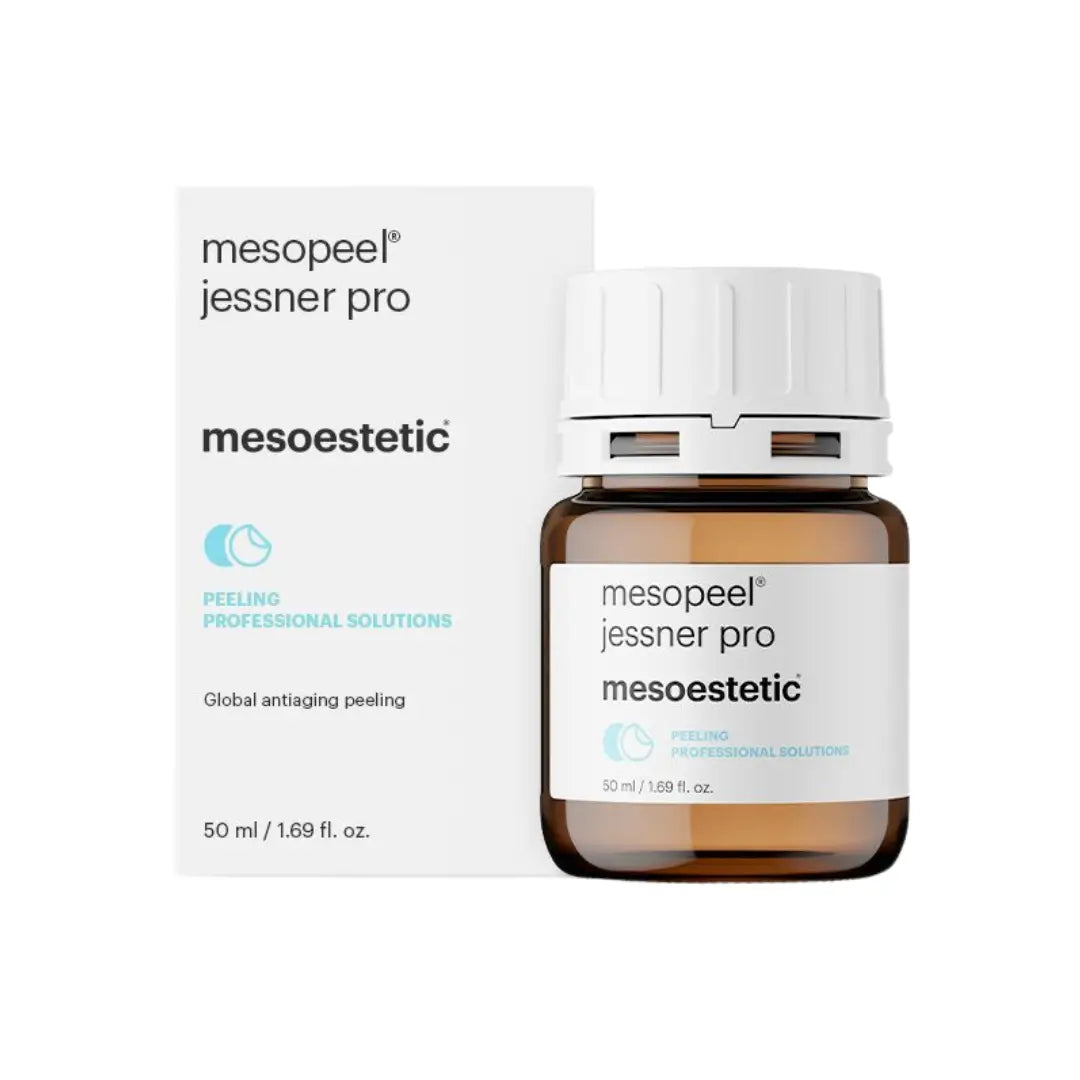 Mesopeel Jessner Pro product packaging showing box and bottle, labeled for professional skin care use, 50ml.
