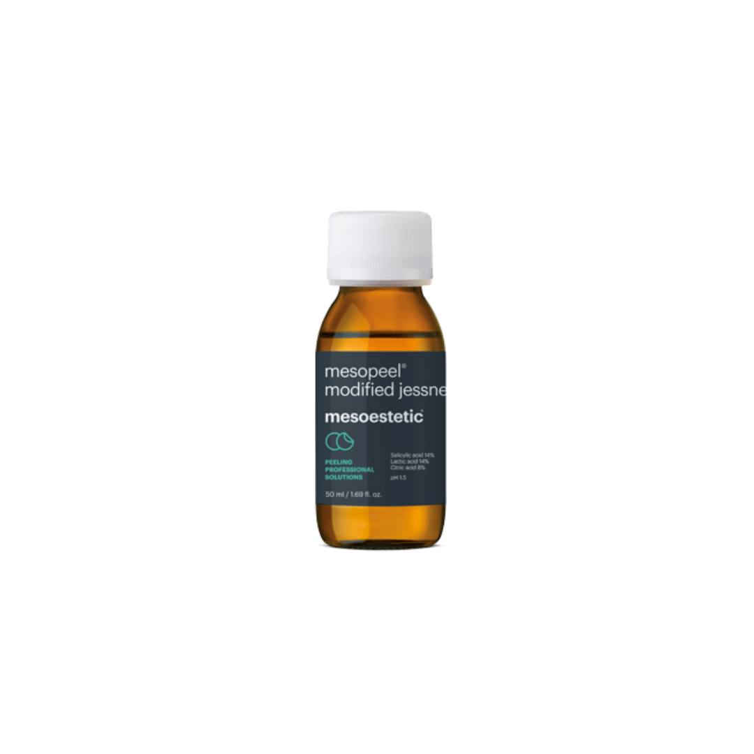 Mesopeel Modified Jessner skin peel bottle, 50 ml, for addressing mild aging signs and uneven skin tone.