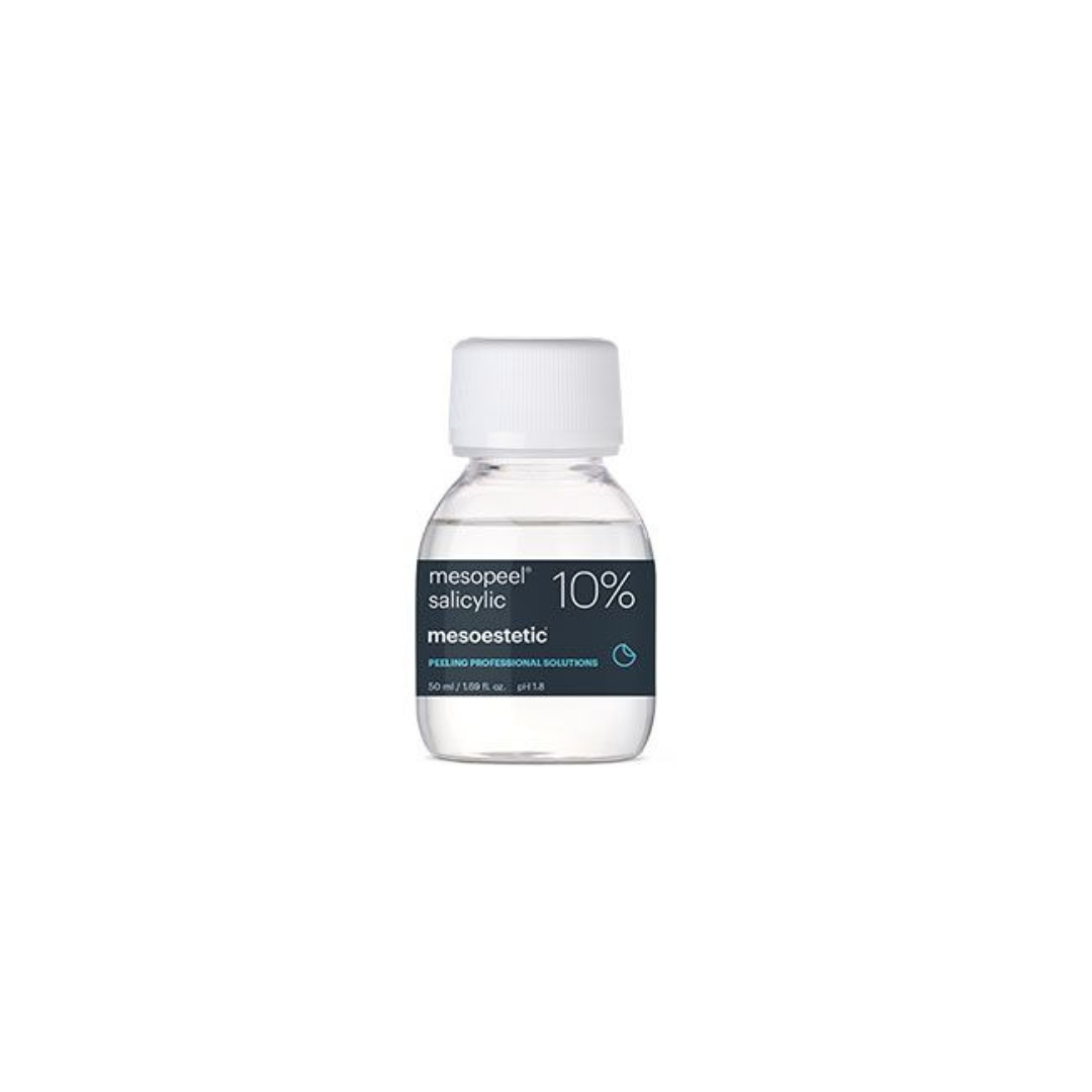 50ml bottle of Mesoestetic Mesopeel Salicylic 10%, a salicylic acid peel for oily, acne-prone skin.