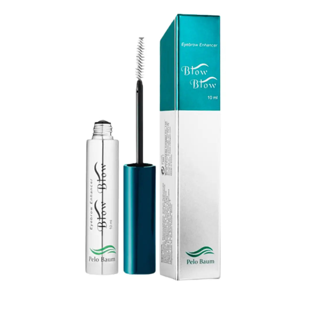 Pelo Baum Brow Brow Eyebrow Enhancer 10ML with box, featuring a sleek design with applicator brush to promote fuller, thicker eyebrows.