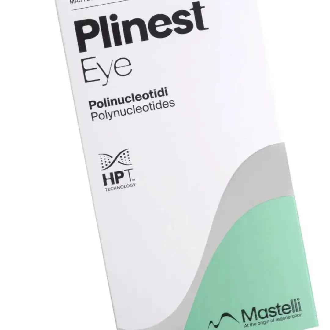 Close-up of Plinest Eye product box highlighting the logo and product name with HPT Technology label.