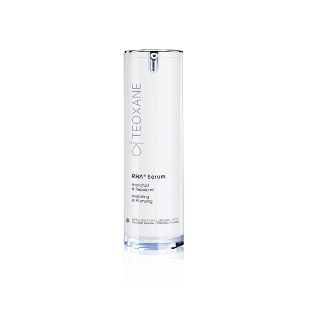 30ml bottle of Teoxane RHA Serum, an advanced hydrating and anti-aging serum for all skin types.