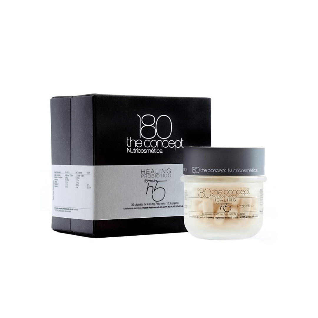 180 The Concept Healing H5 jar with black box, supports nutrient assimilation and skin detox.