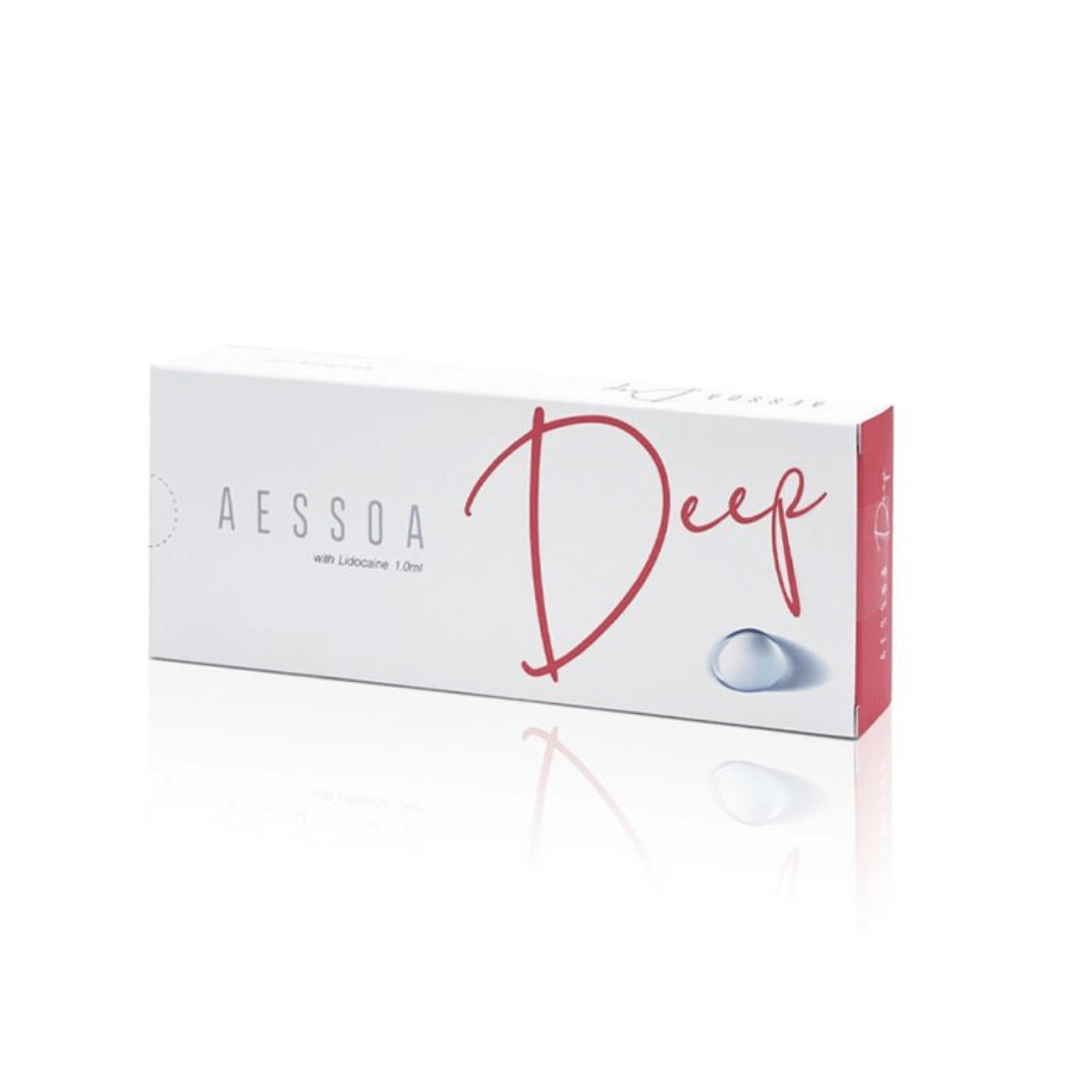 Aessoa Deep Lidocaine 1ml syringe packaging, designed for reducing deep facial lines and enhancing lip volume.