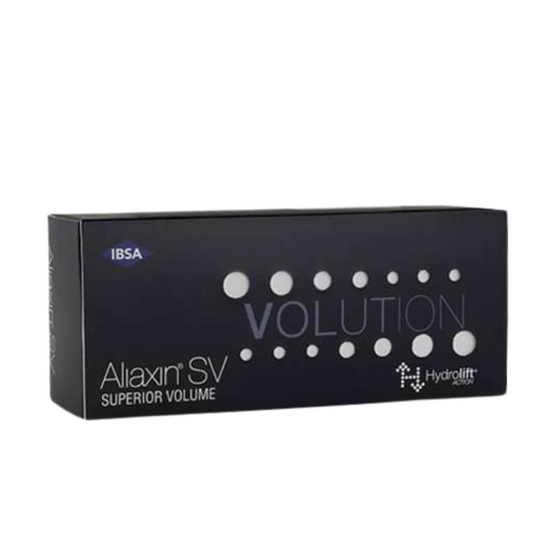 Aliaxin SV Superior Volume box showcasing volume enhancement features with modern black design and distinct circle patterns.