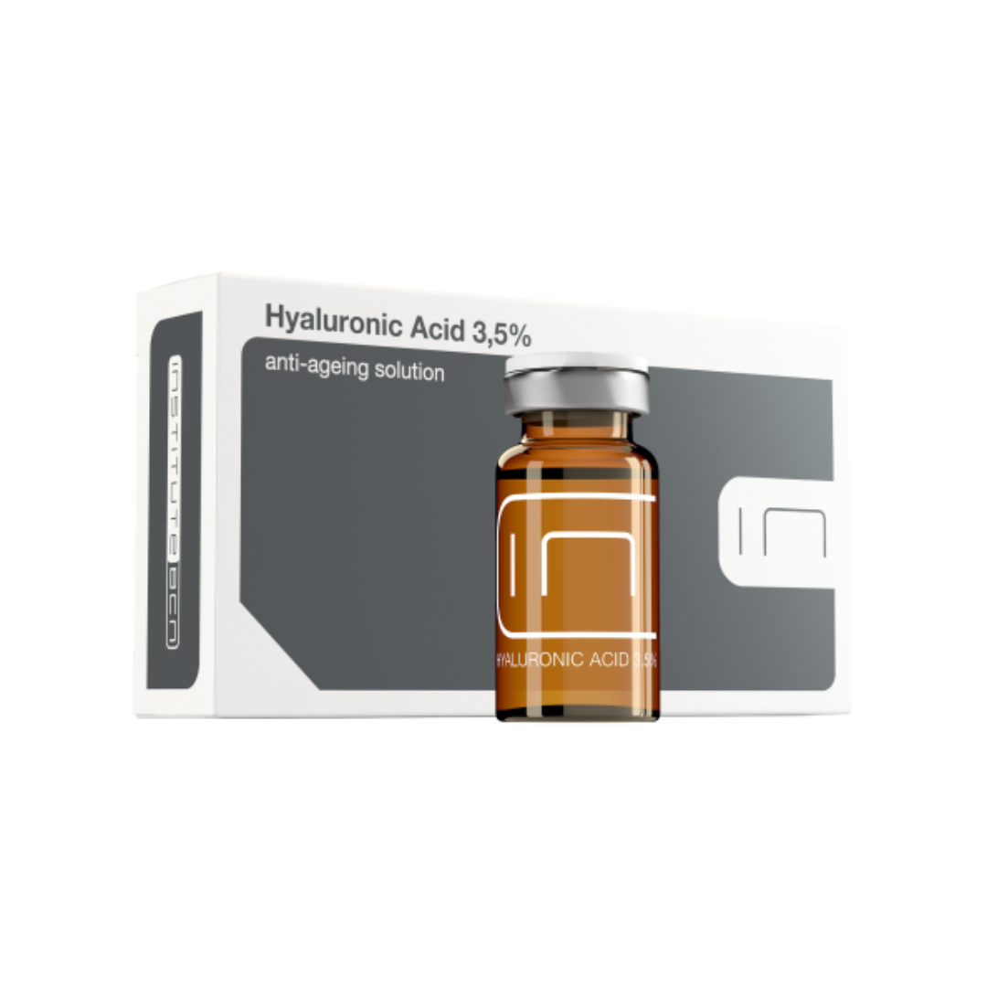 Box of BCN Hyaluronic Acid 3.5%, 5 x 5ml vials, advanced anti-aging and hydrating solution.