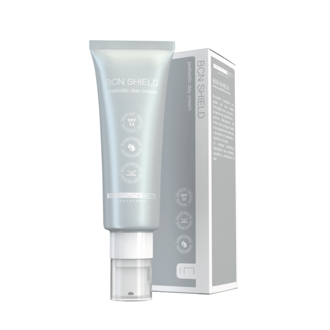 BCN Shield prebiotic day cream 50ml with box - SPF 15, protects against external attacks, suitable for sensitive skin.