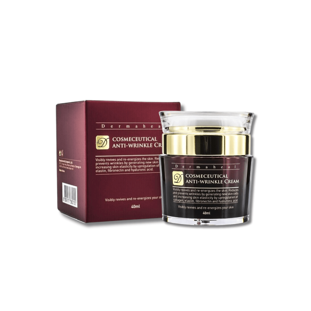 Dermaheal Cosmeceutical Anti-wrinkle Cream, 40ml jar with packaging, anti-aging solution reduces wrinkles and improves skin firmness.