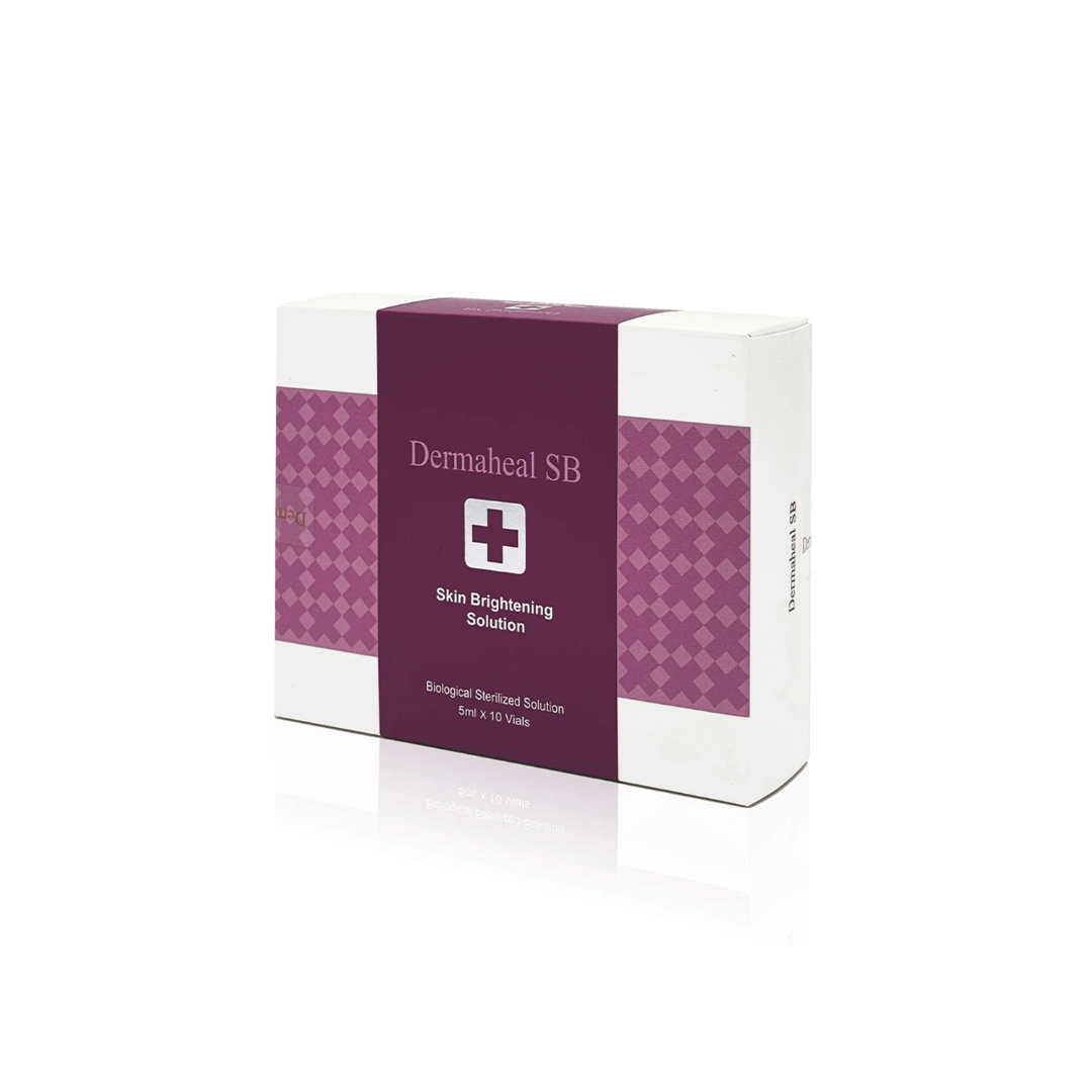 Dermaheal SB Skin Brightening Solution, 10 x 5ml vials with packaging, reduces hyper-pigmentation, fights age spots, brightens skin, treats sun damage and uneven skin tone.