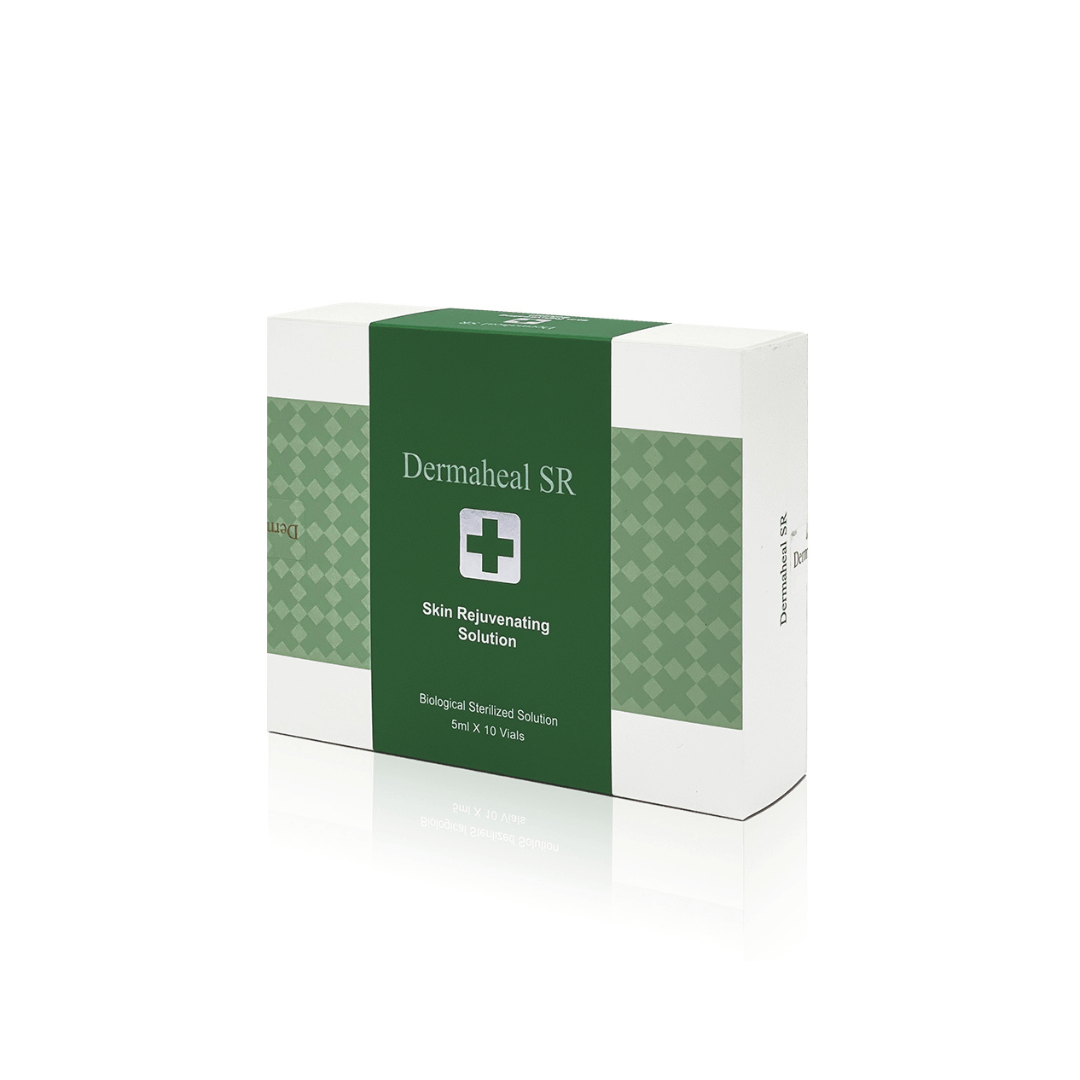 Dermaheal SR Skin Rejuvenating Solution, 10 x 5ml vials with packaging, reduces wrinkles and fine lines, hydrates skin, promotes collagen and elastin production, revitalizes dry and dull skin.