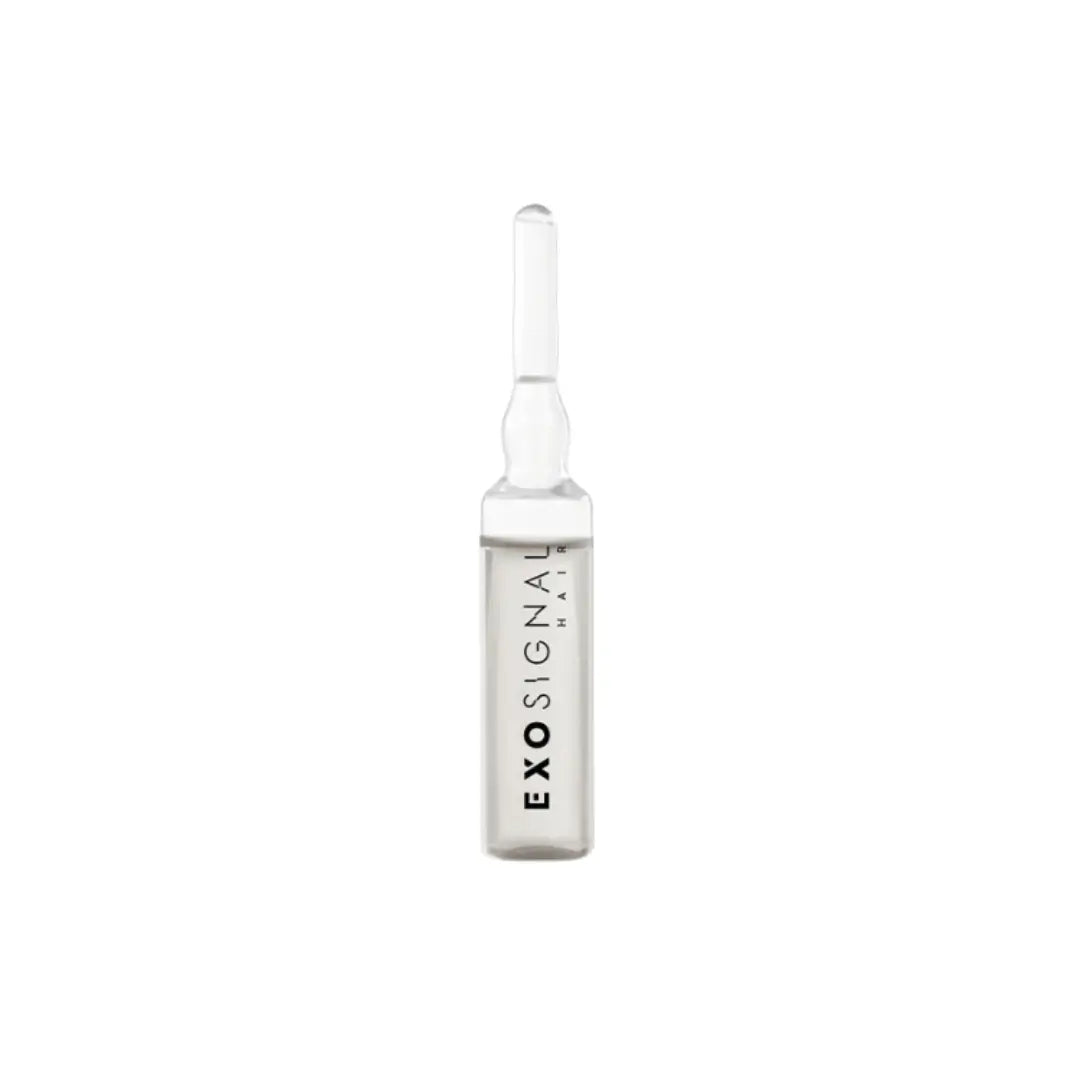 Exosignal Hair vial, 5ml, with synthetic exosomal structure and biomimetic peptides for scalp revitalization.