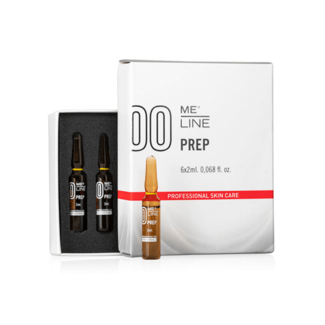 INNO-TDS Me Line 00 Prep, 6x2ml vials in an open box with one vial displayed, for enhancing skin permeability before treatment.