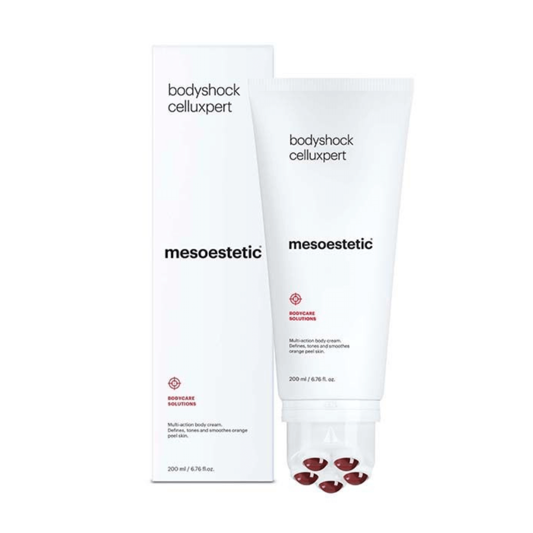 Mesoestetic Bodyshock Celluexpert cream in tube with box, for body, reduces orange peel skin.