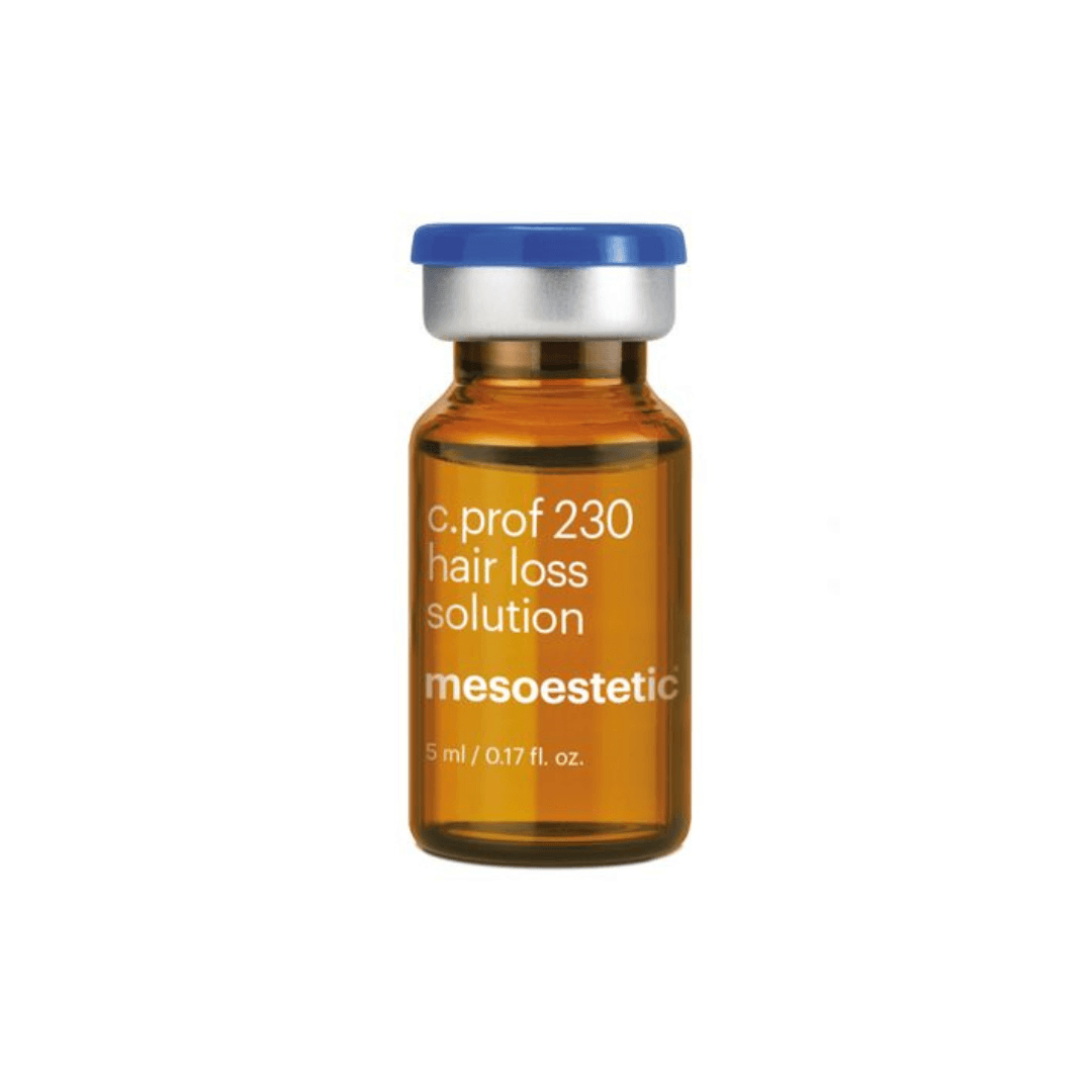 Mesoestetic C.Prof 230 Hair Loss Solution bottle, 5ml. Nourishes and supports hair with copper peptide and vitamin B complex.