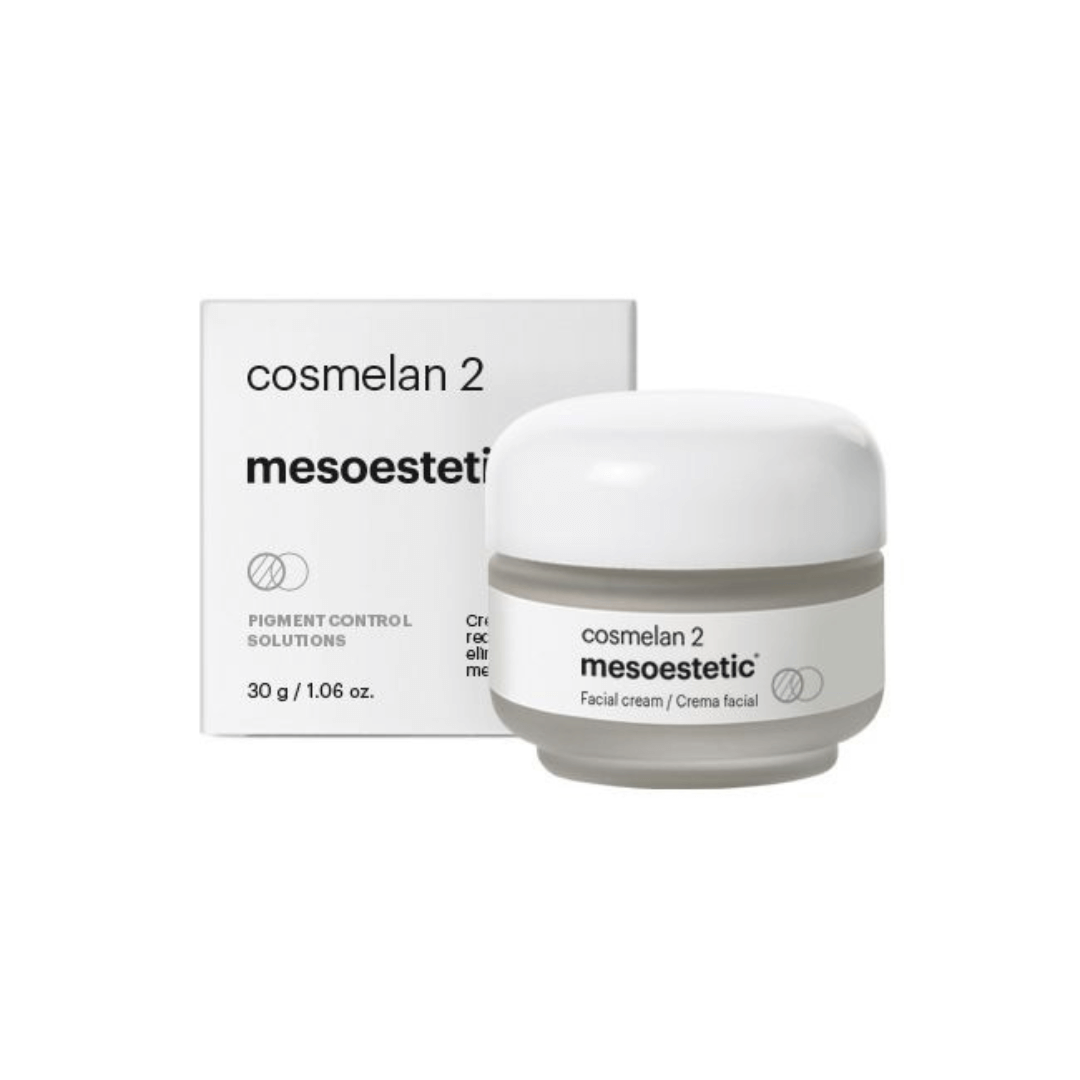 Mesoestetic Cosmelan 2 lightening cream jar, 30ml, with box. Reduces hyperpigmentation and dark spots, suitable for all skin types.