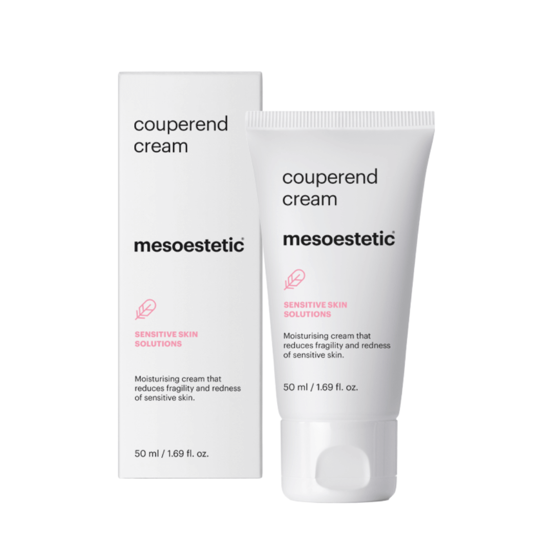 Mesoestetic Couperend Cream tube, 50ml, with box. Moisturizes and reduces redness in sensitive skin prone to couperosis.