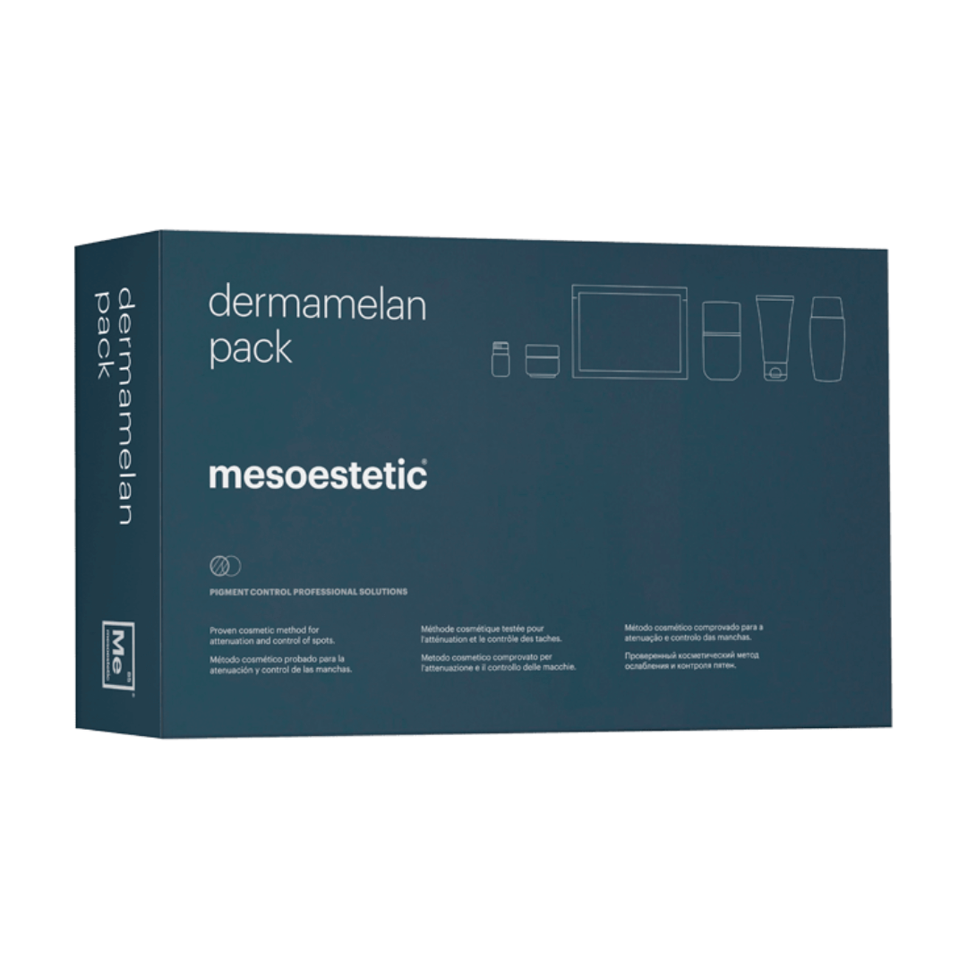 Mesoestetic Dermamelan Pack box, 1 kit. Depigmenting method for removing and controlling spots and hyperpigmentation.