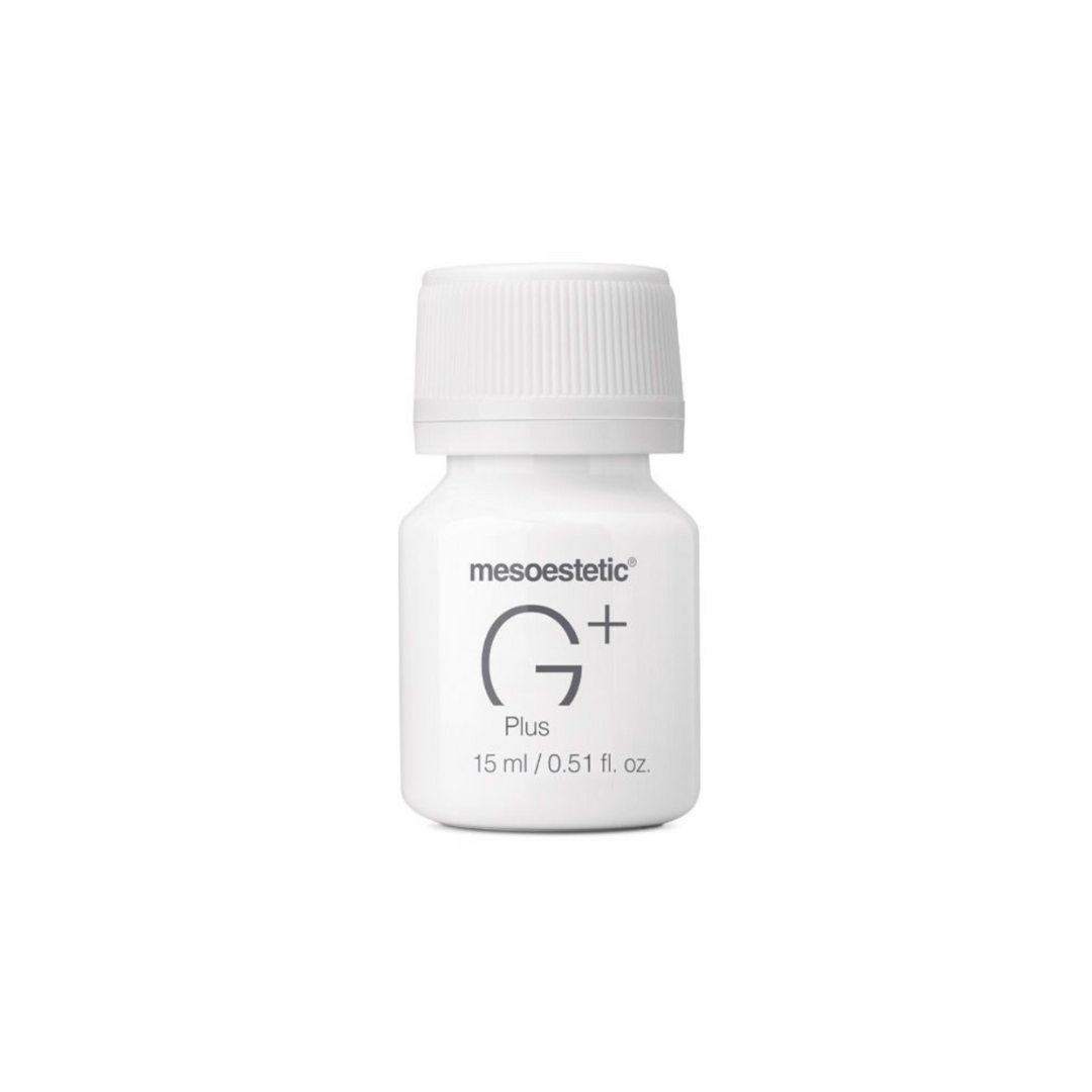 Mesoestetic Genesis G+ Plus 15ML bottle, enhances versatility in treating skin conditions.