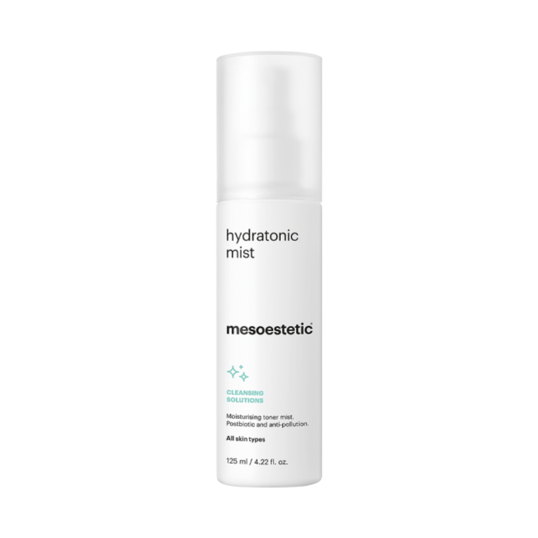 Mesoestetic Hydratonic Mist spray bottle, 125ml, soothes and protects all skin types from environmental stressors.