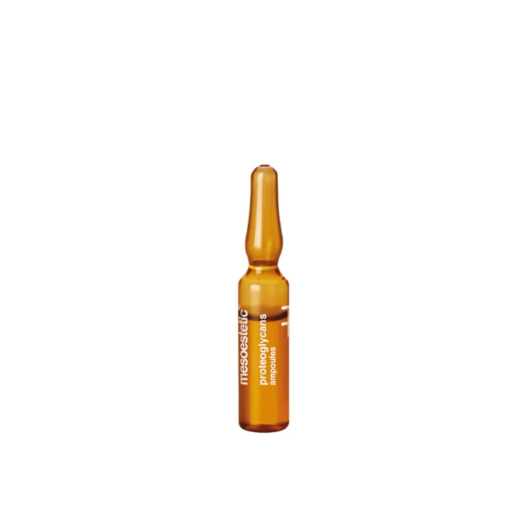 Mesoestetic Proteoglycans Ampoule, 2ml brown vial, skincare for firmness and hydration.