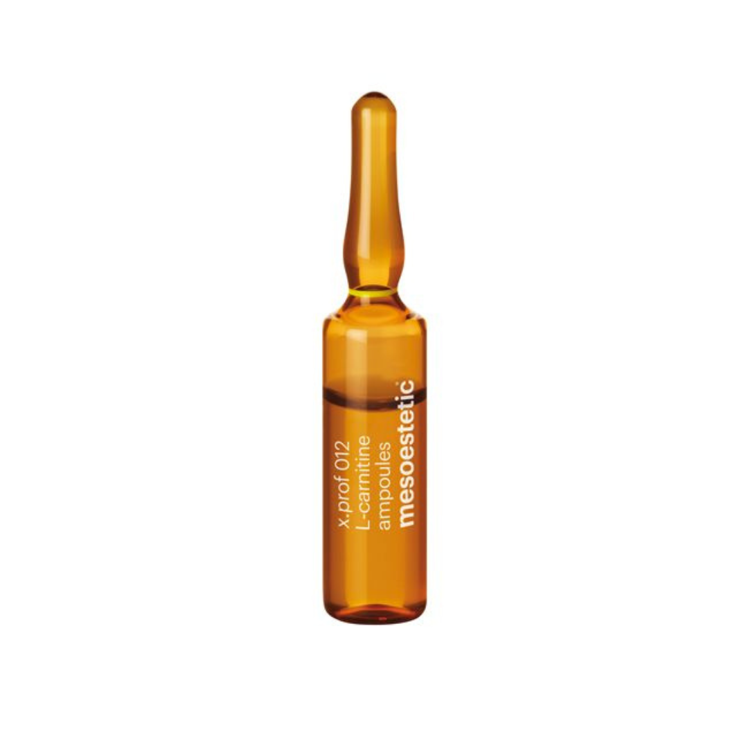 Single 5ml ampoule of Mesoestetic X.Prof 012 L-Carnitine for fat metabolism and oxidation.