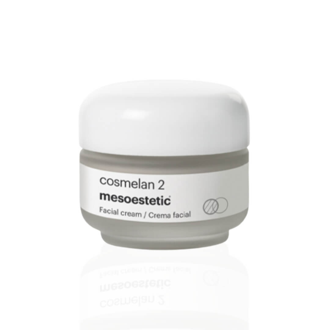 Mesoestetic Cosmelan 2 lightening cream jar, 30ml. Reduces hyperpigmentation and dark spots, suitable for all skin types.