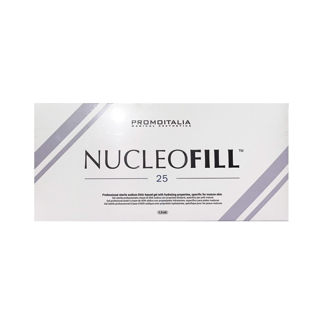 Nucleofill 25 1.5ml in white packaging, hydrates and firms mature skin with Sodium DNA.