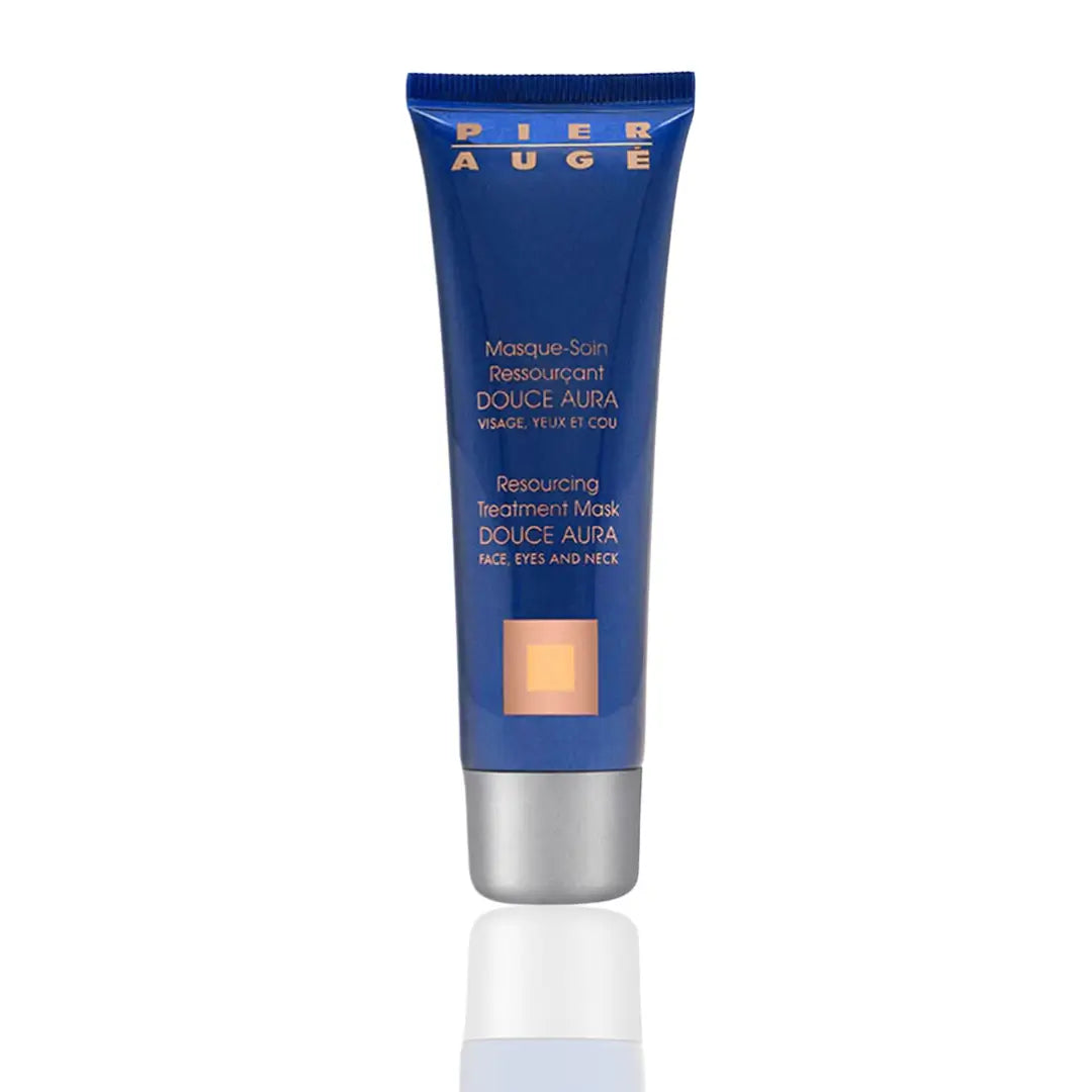 Pier Auge Douce Aura 50ml treatment mask tube for face, eyes, and neck, boosts radiance and reduces fine lines.