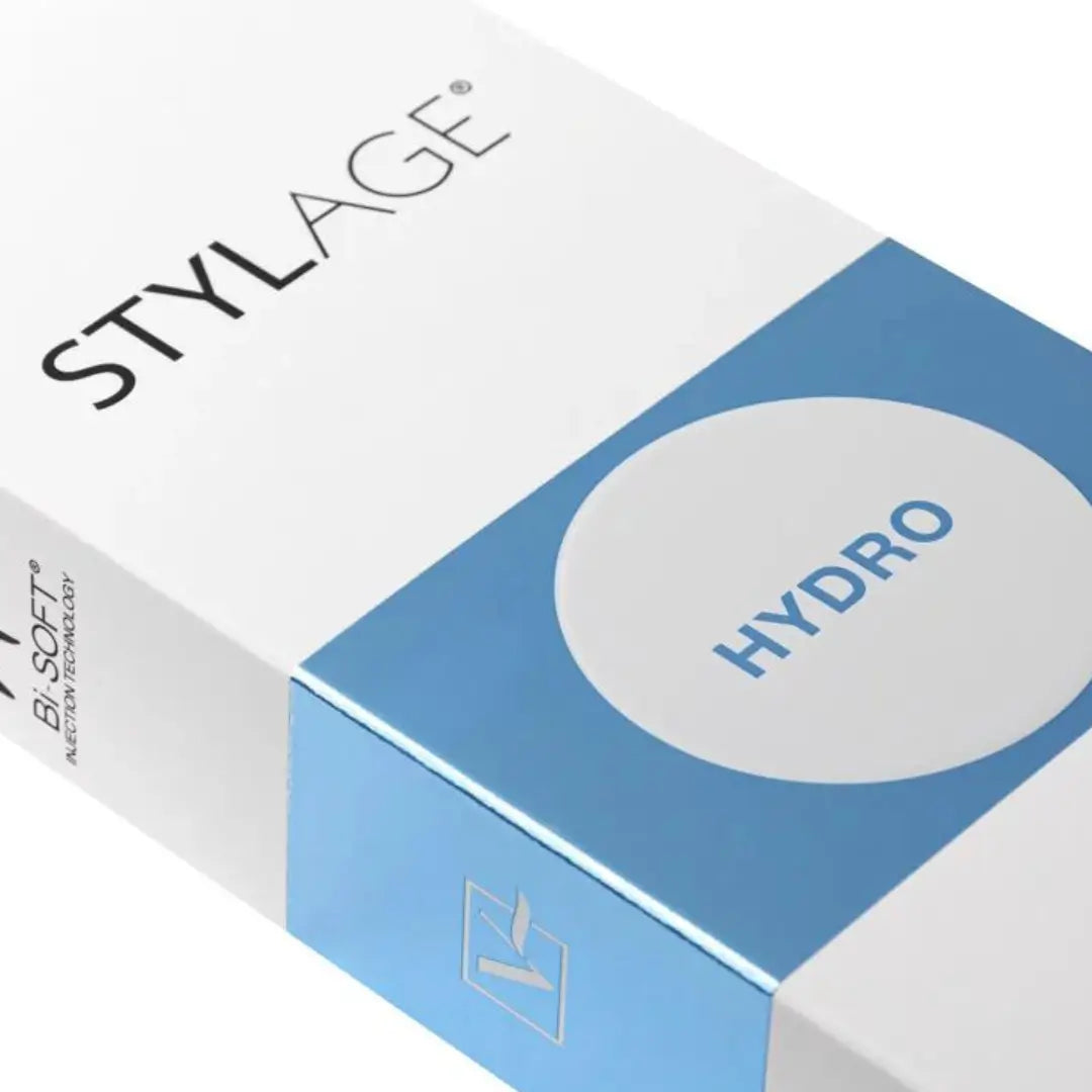 Side view of Stylage Bi-Soft Hydro's sleek packaging with distinct blue branding, highlighting its skin hydration and rejuvenation focus.