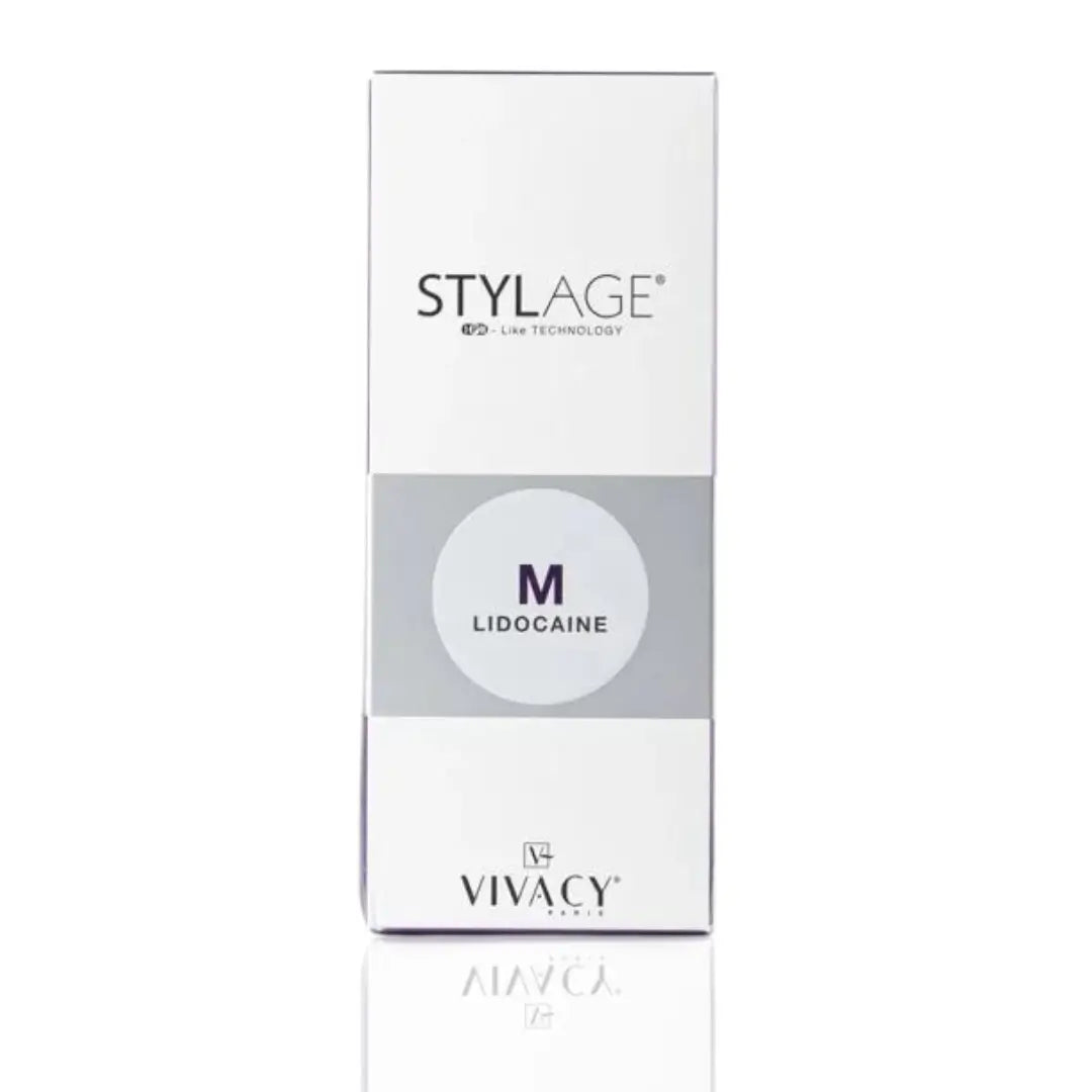 Front view of Stylage Bi-Soft M Lidocaine package with 'M Lidocaine' label for aesthetic use.