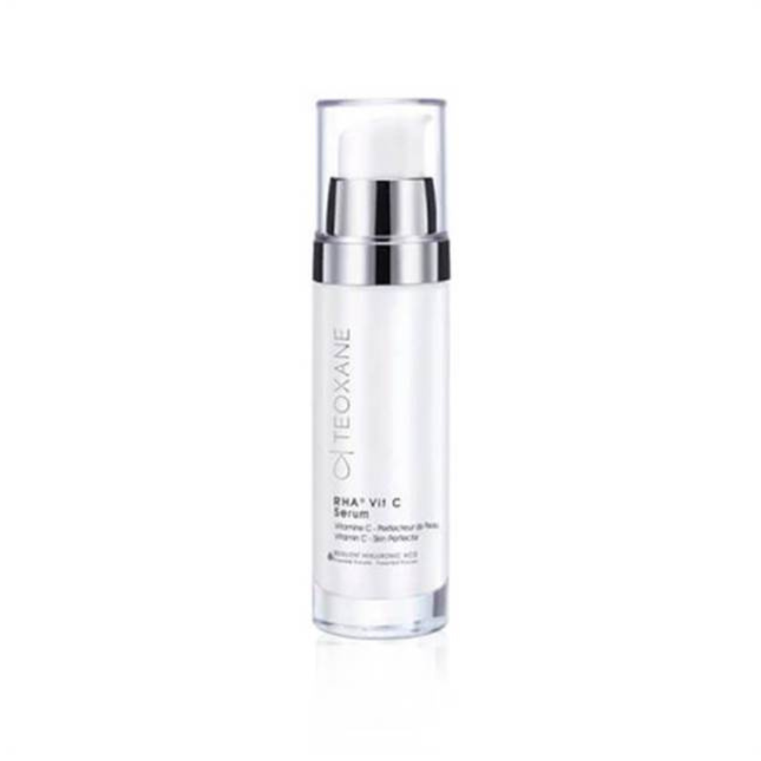 30ml bottle of Teoxane RHA x Vit C Serum, combining vitamin C with RHA for brightening, firming, and hydrating the skin.