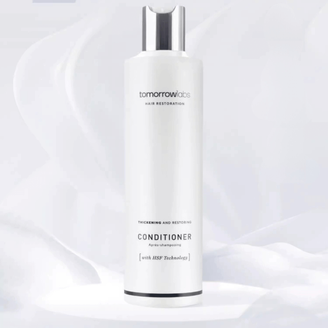 Bottle of Tomorrowlabs Thickening and Restoring Conditioner 250ML with HSF technology for hair volume and scalp health.