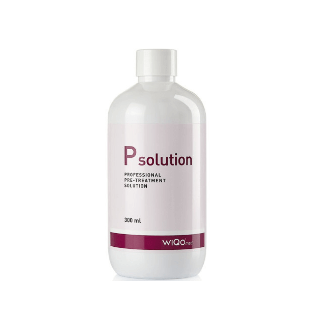 WiQo PRX P-Solution, 300ml bottle, professional pre-treatment solution for delicate cleansing and skin pH stabilization before PRX-T33 treatment.