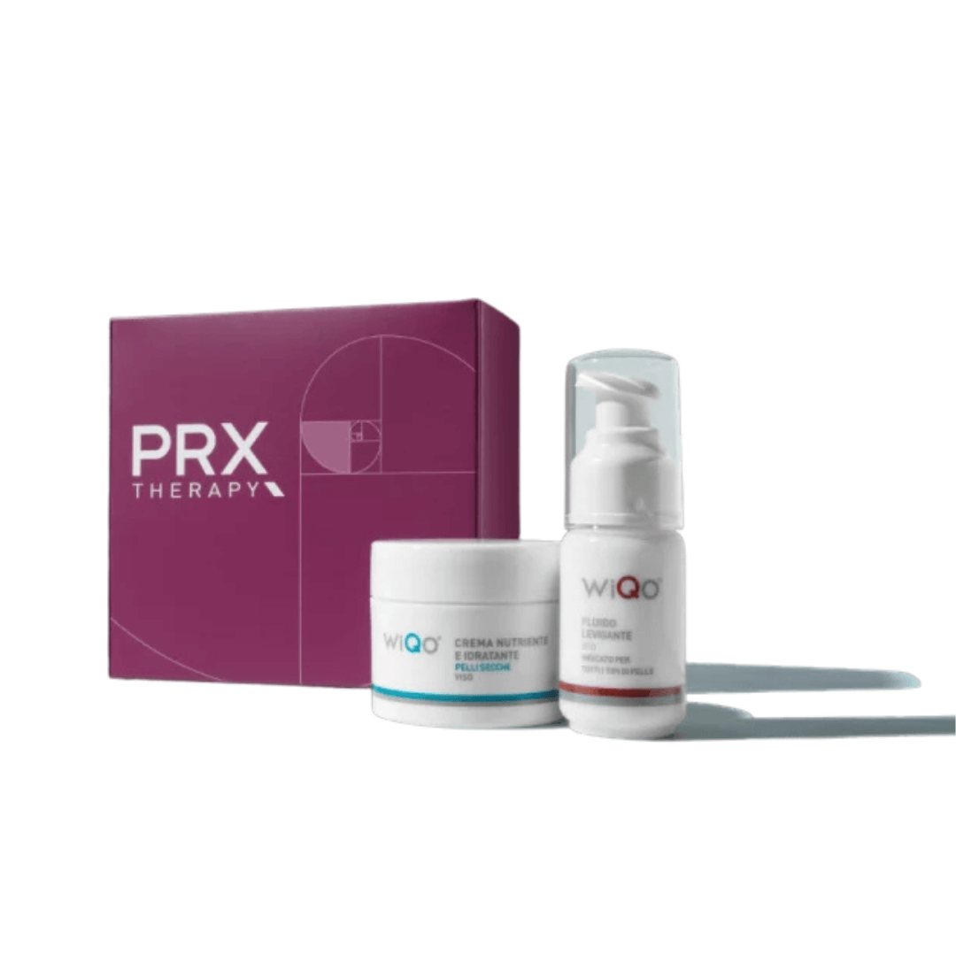 WiQo PRX Therapy Kit with two creams, includes Nourishing and Moisturizing Cream 50ml and Smoothing Face Fluid 30ml, for post-aesthetic treatment care.